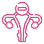 Pink icon representing a uterus, symbolizing comprehensive female fertility and reproductive health services at Mythri Fertility Centre.