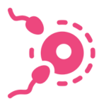 Icon representing sperm fertilizing an egg, symbolizing fertility, conception, and assisted reproductive technologies at Mythri Fertility Centre.